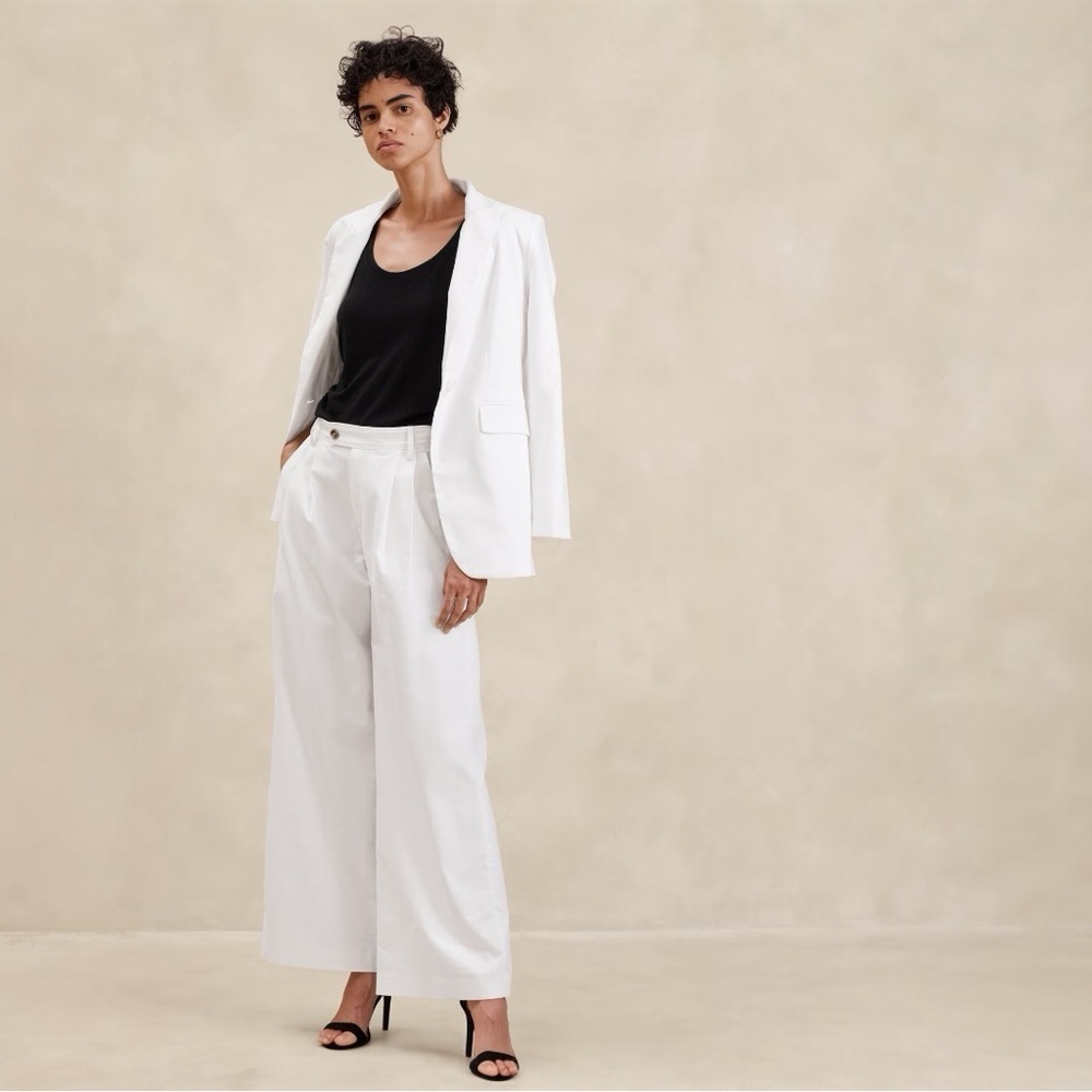Banana Republic LINEN-BLEND WIDE-LEG PLEATED TROUSER NWT Size 8